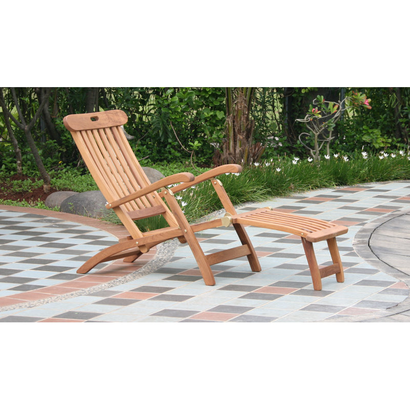 Chaise longue inclinable en teck Elodie