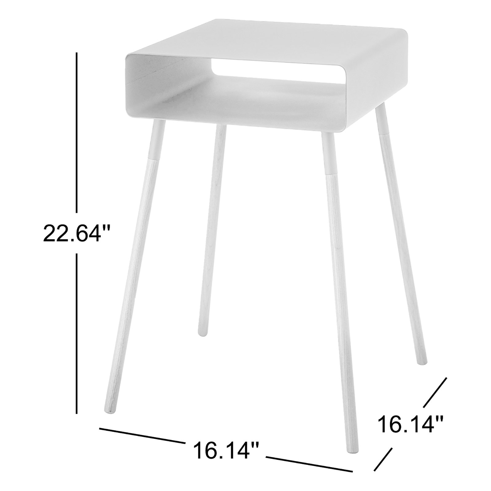 16" End Table, White