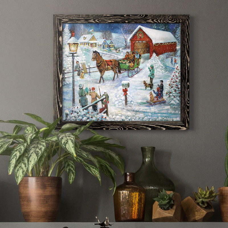 Sleigh Ride - Reproduction d'art sur toile encadrée, H 24 po x l 18 po x P 1,5 po, Noir