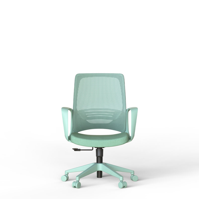 Chaise de bureau ergonomique monobloc en maille bleue avec soutien lombaire et roulettes silencieuses, Blue