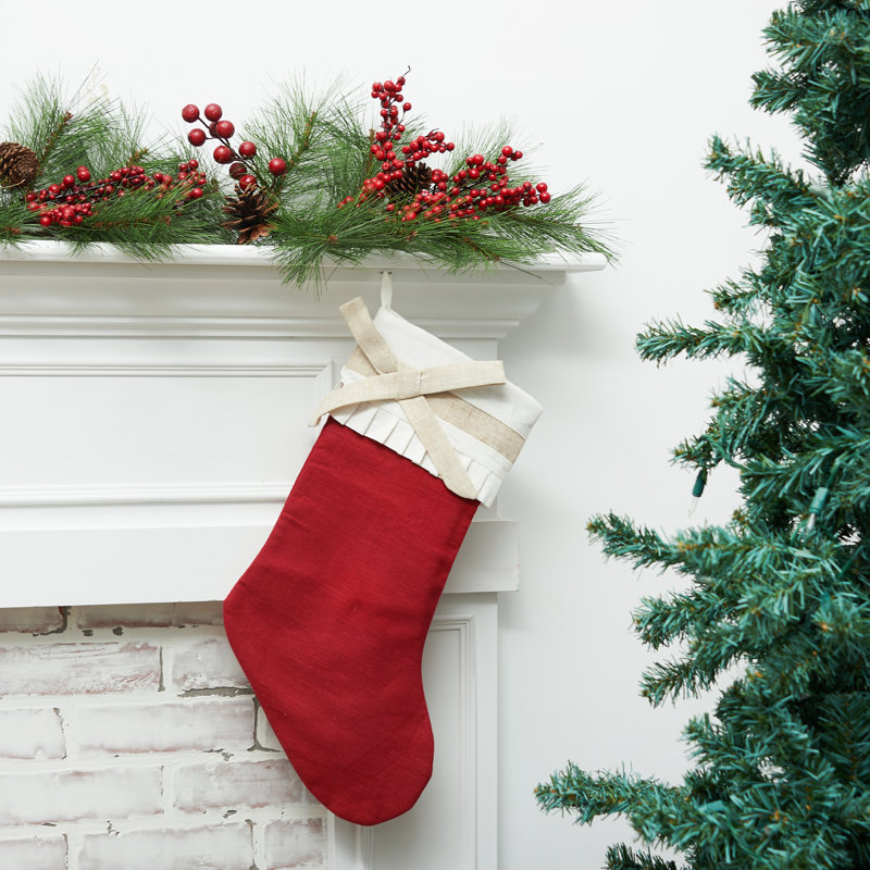 North Adams 20" H Linen Stocking, Red