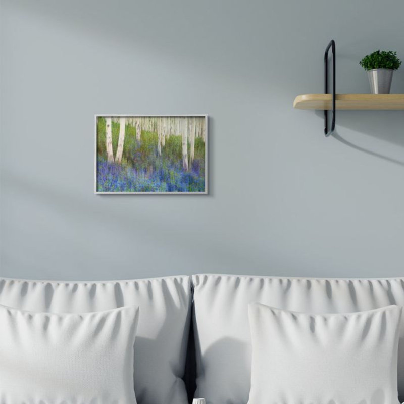 «Lavender Field with Birch Trees Green Mauve» par Chris Vest, reproduction d'art, H 14 po x l 11 po