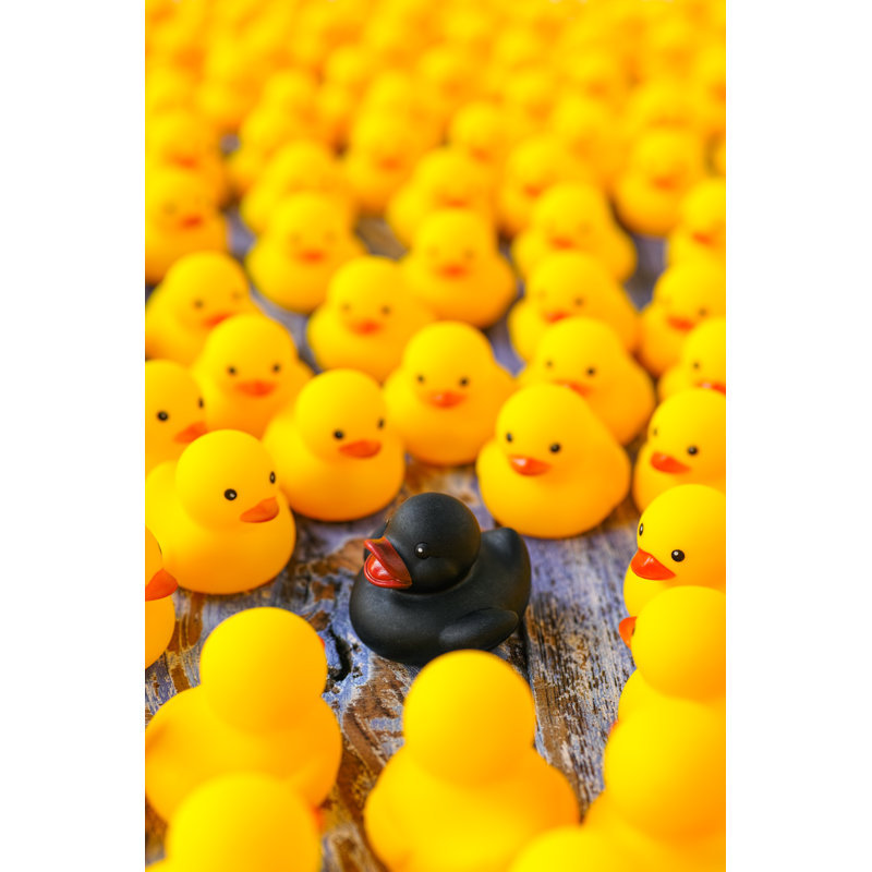 Large Group Of Yellow Rubber Ducks by Enviromantic - Print, 30cm H x 20cm W x 3.8cm D