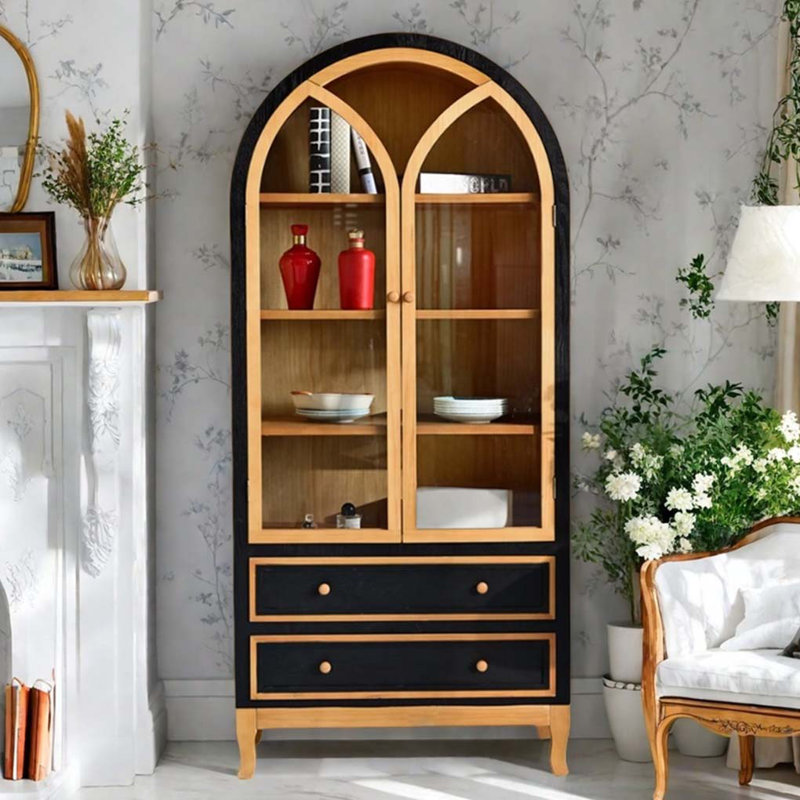 68.31-Inch High Display Cabinet, Black