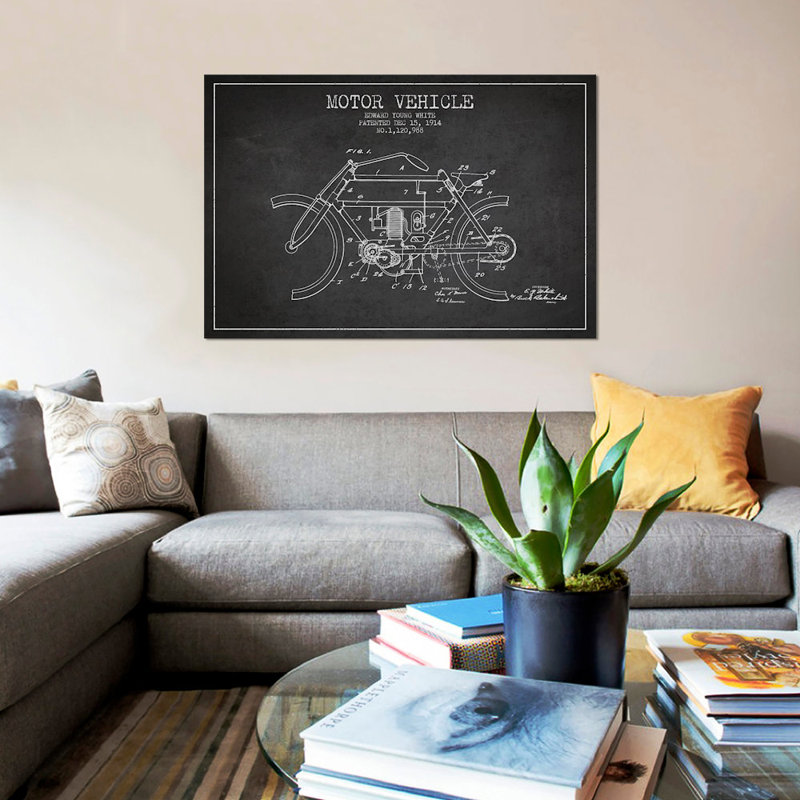 Impression sur toile gris anthracite «Edward Y., H 18 po x l 26 po x P 1,5 po, Pas de tapis, Toile tendue