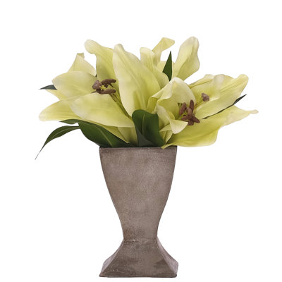 Lily Casablanca, vert, vase en métal, l 12 po x P 12 po