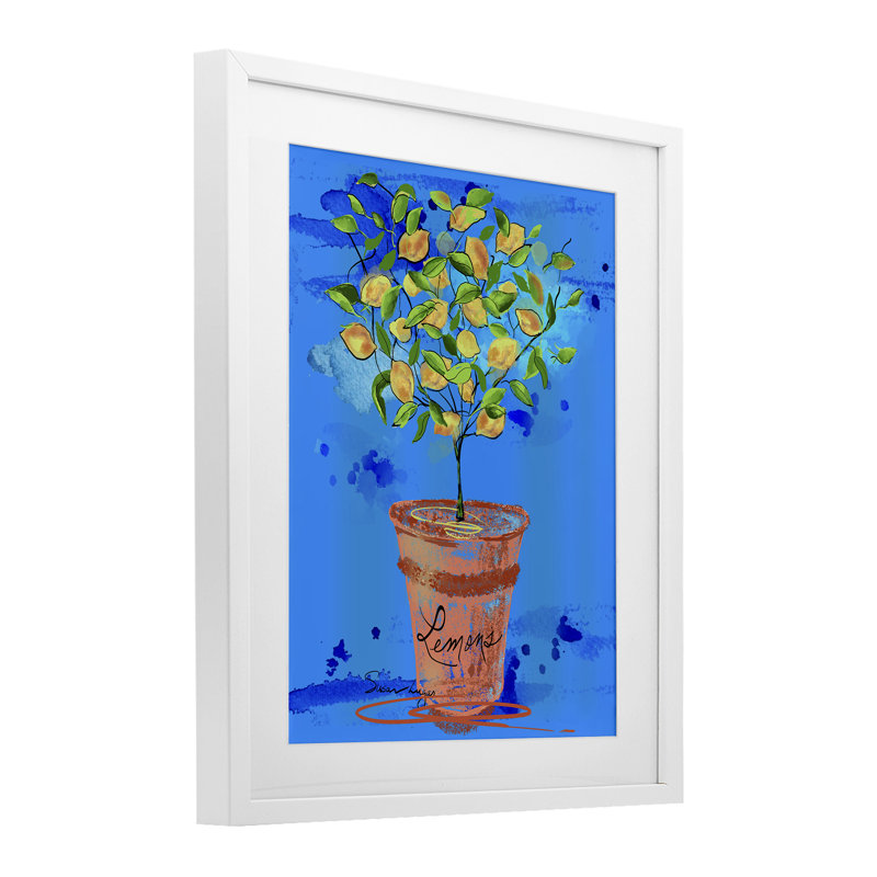 «Pots Lemons», impression encadrée sous verre, par Susan Lugar, H 16 po x l 13 po, Cadre blanc côtier