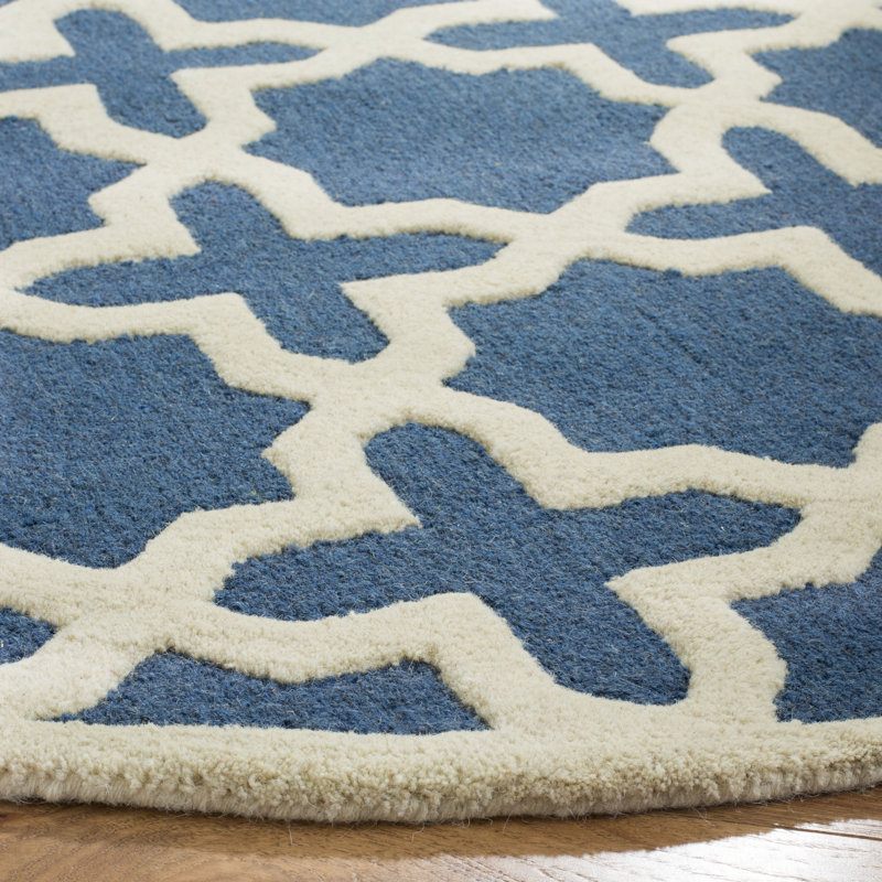 Igna Hand Tufted Wool Geometric Rug, Round 10'
