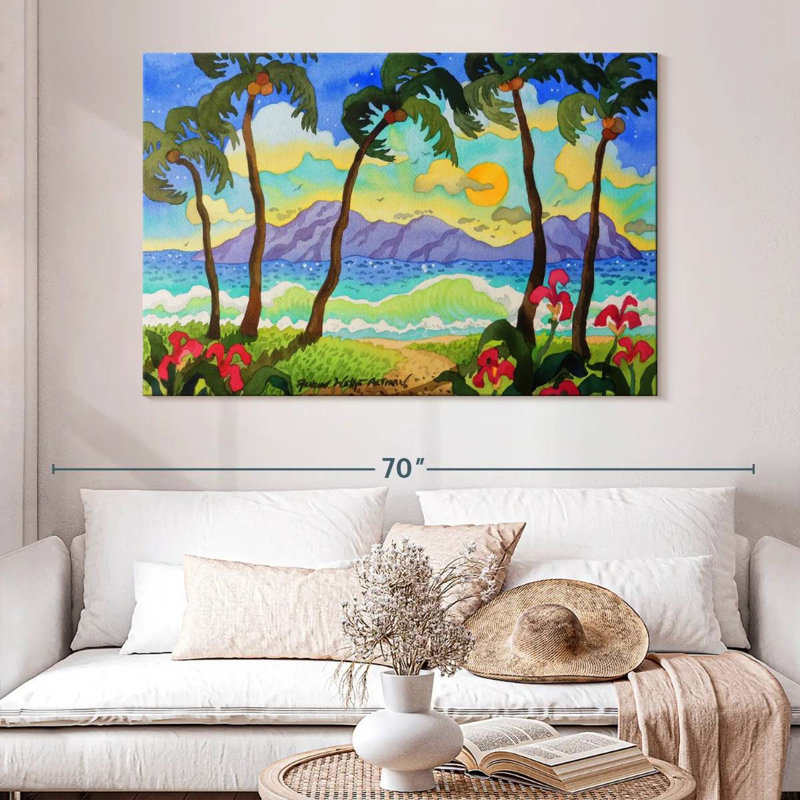 Gillard, palmiers tropicaux, H 34 po x l 51 po