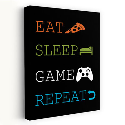 «Eat Sleep Game Répétition», art contemporain abstrait fantaisiste