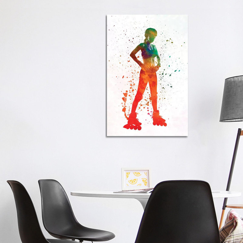 Woman In Roller Skates 11 In Watercolour by Paul Rommer - Wrapped Canvas Painting, 101.6cm H x 66.04cm W x 1.91cm D