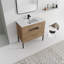 Meuble-lavabo autoportant / flottant pour salle de bain avec lavabo et poignée en métal-1069800189
