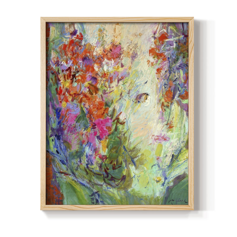 «Bold Flourish II», reproduction encadrée - bois massif, 15" H x 12" W, Natural