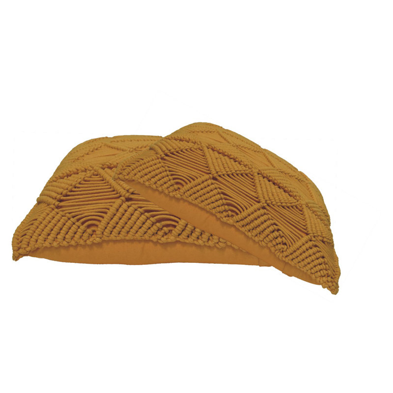 Conroe Geometric Square Cushion, Mustard