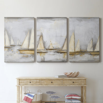 Série sur la mer et la côte - ensemble de toiles tendues avec châssis Premium - prêt à être accroché
