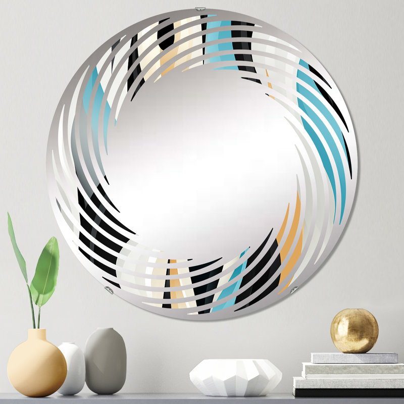 Monochromes Reflections IV - Cercle de miroir mural en spirale, 23,6 po x 23,6 po
