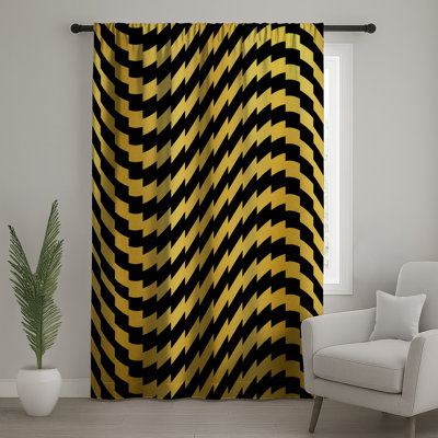 Rideaux de fenêtre à chevrons dorés, voilages et voilages occultants - 1 panneau