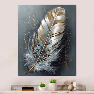 Plume dorée Wanderlust IV - impression sans cadre sur métal