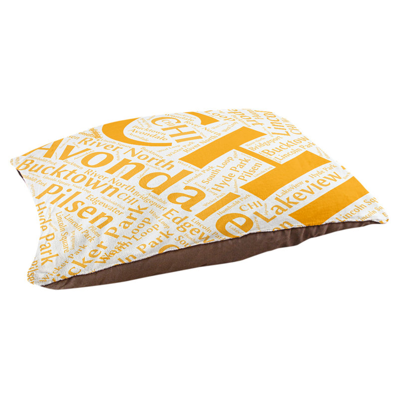 Coussin de chien « districts », Moyen (H 9,5 po x l 28 po x P 18 po), Chicago, Orange