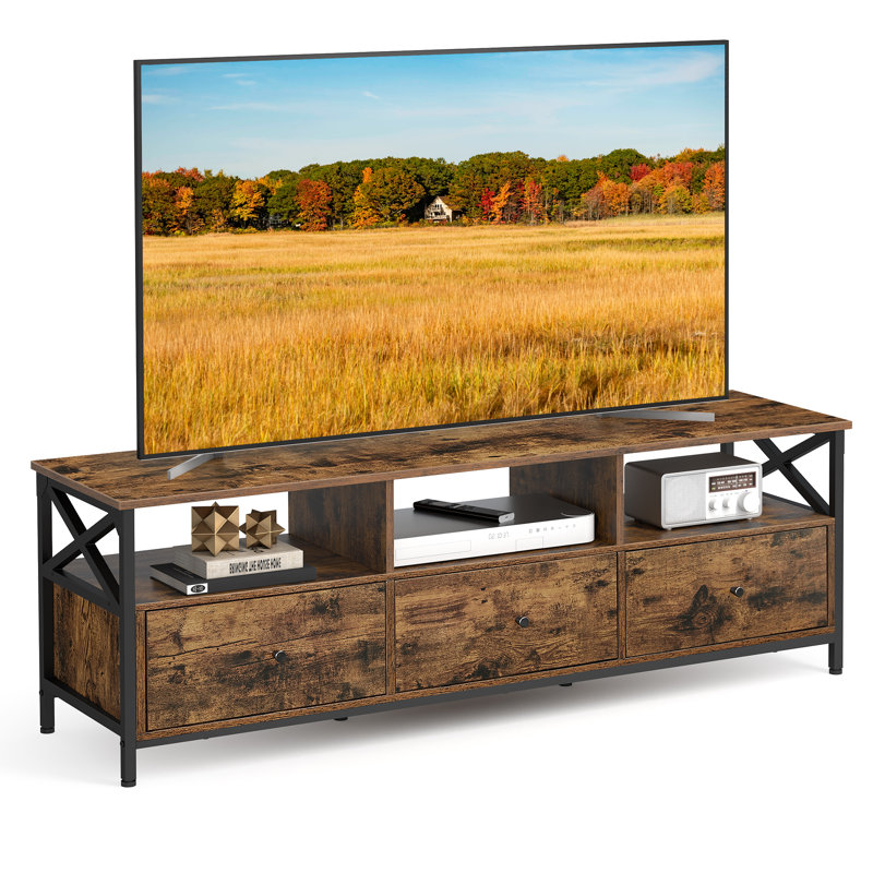 Adame TV Stand, 50cm H x 147cm L x 40cm W, Rustic Brown/Black