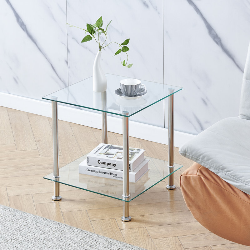 End Table, 2 Tiers Rectangular Clear