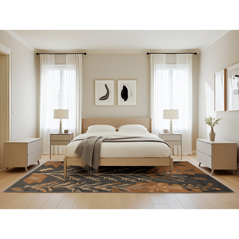 Tapis gris lavable à la machine, Rectangle de 5 pi x 8 pi
