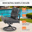 Ensemble de mobilier de patio, ensembles de mobilier d'extérieur 5 pièces, ensemble de conversation en métal avec 2 chaises pivotantes, 2 repose-pieds, 1 table d'appoint, fer forgé avec coussin