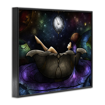 Bathing Under Moonlight Framed Giclee, design by Mandie Manzano