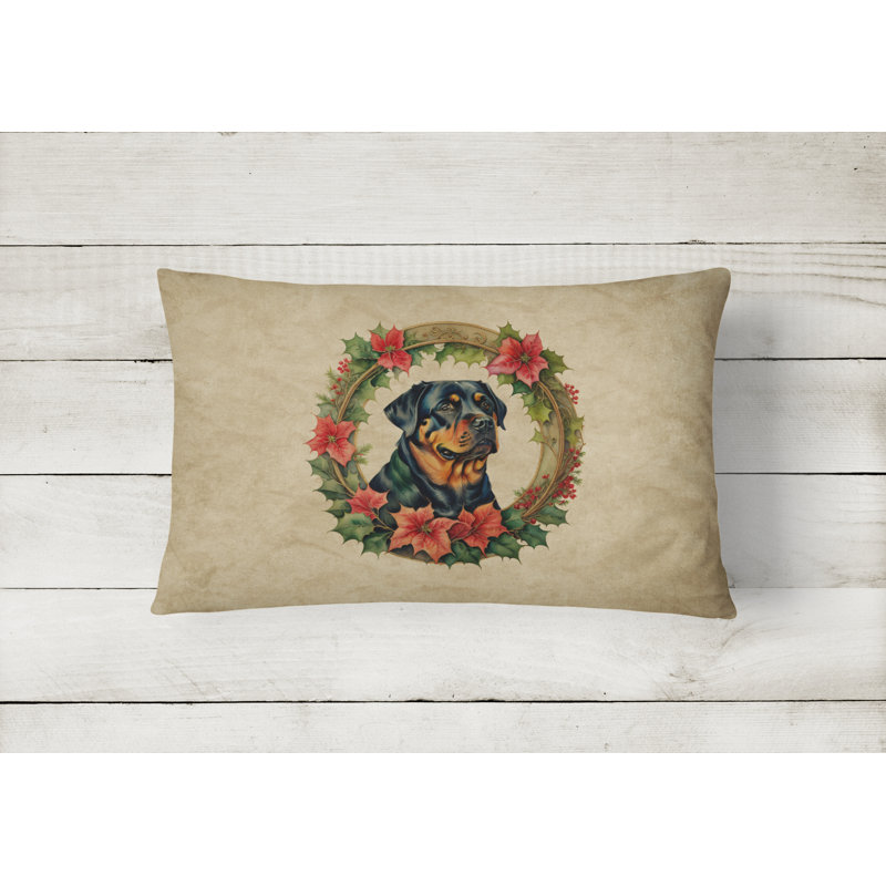 Christmas Flowers Frame Outdoor Throw Pillow, 12" x 16", Rectangular