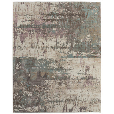 Roy Modern Abstract, Ivory/Blue/Purple Area Rug