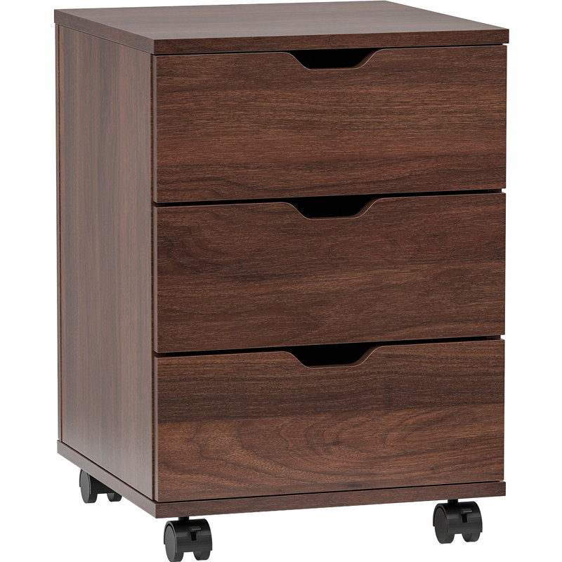 Klavs 15.78'' Wide 3 -Drawer Mobile File Cabinet, Brown