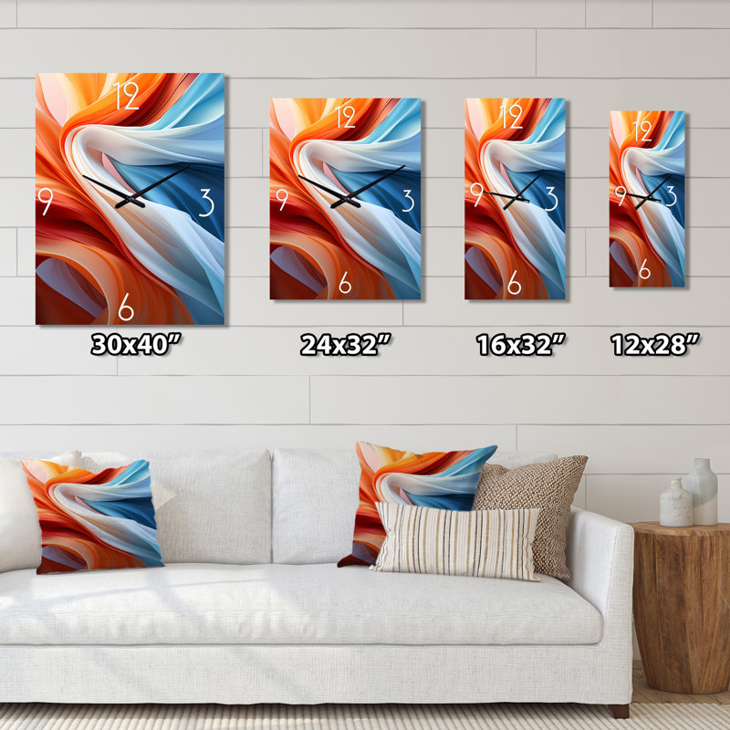 Bleu-brun, fractale spirale II - horloges murales abstraites, Petit