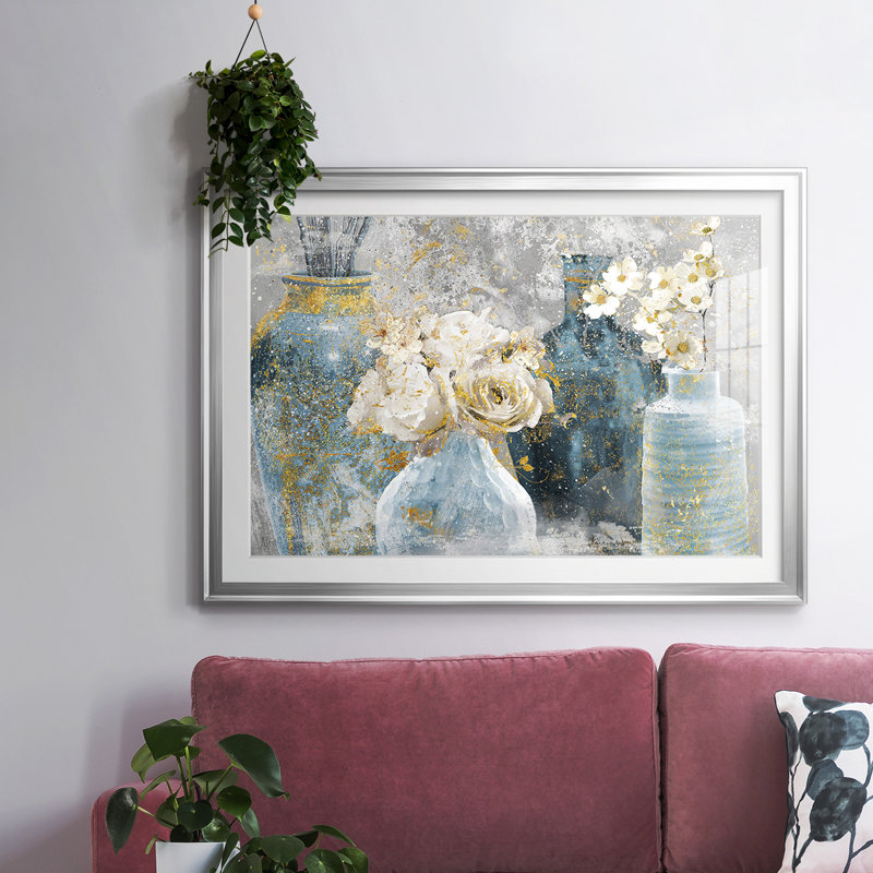 Vessels and Blooms Blues, H 15 po x l 21 po x P 1,5 po, Argent