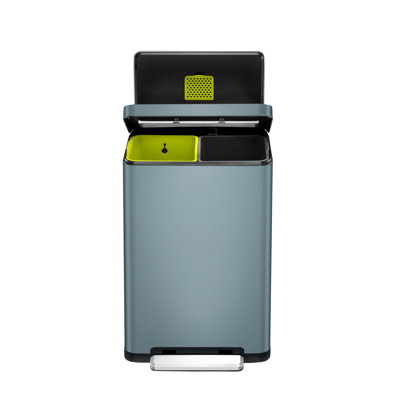 Stainless Steel Step On Multi-Compartment Rubbish & Recycling Bin - 40L