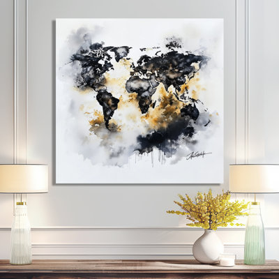 Map Of The Continents - Modern Metal Wall Art Decor, World Map Metal Print