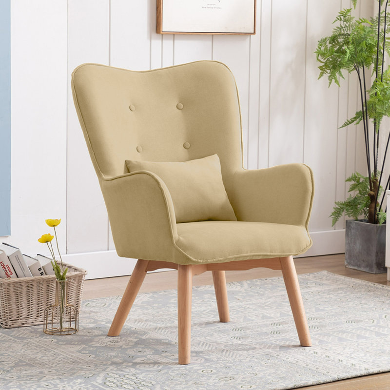 Clarksdale Upholstered Wingback Chair, Natural