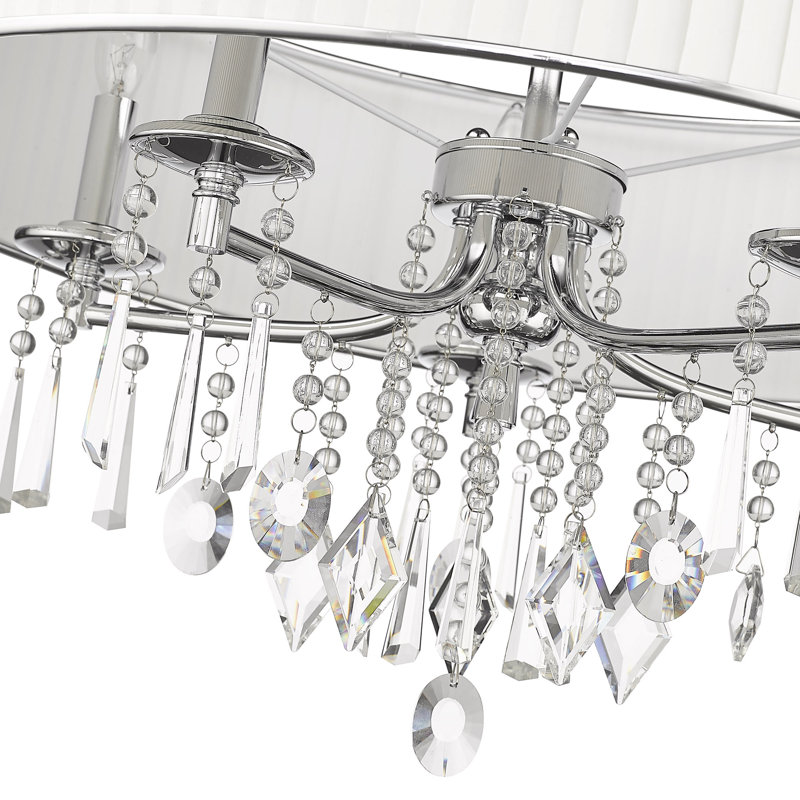 Lustre tambour unique à 5 lumières Berend, Voile nuptial, Chrome