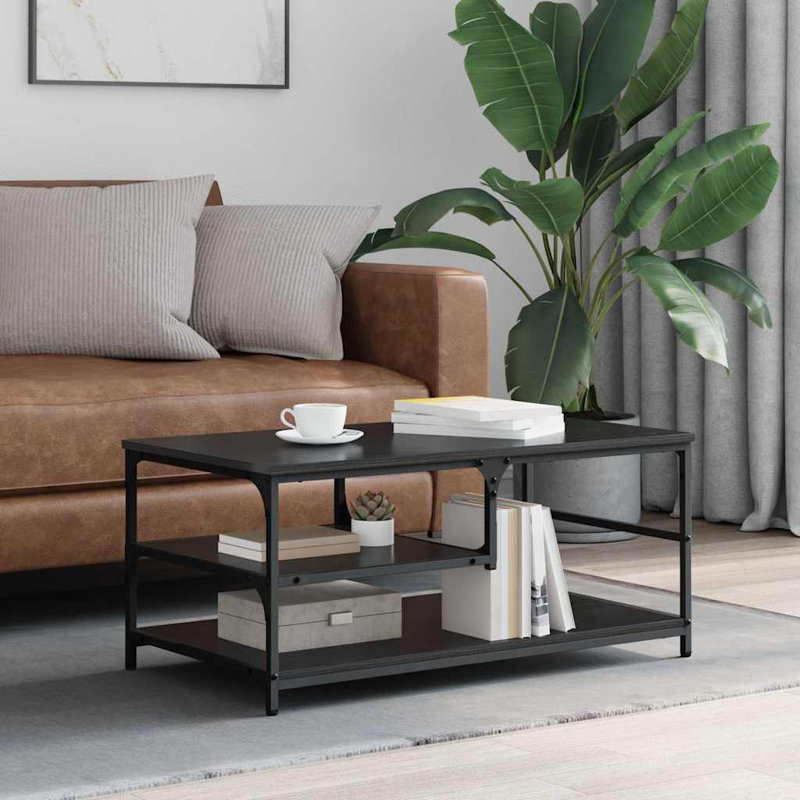 Coffee Table with Storage, Black Oak