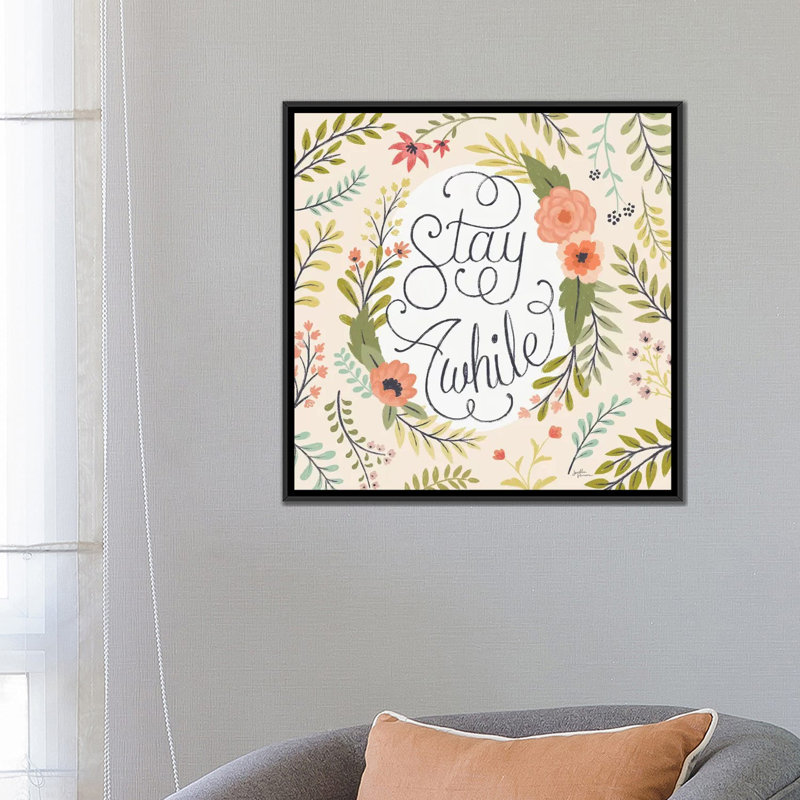 « rétro jardin ii », reproduction d’impression sur toile, H 26 po x l 26 po x P 1,5 po, Toile avec cadre noir, Pas de tapis