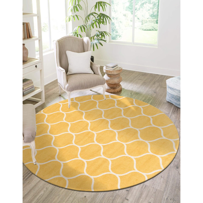 Llanet Geometric Indoor Rug, Round 3'1"