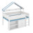 Full Size Loft Bed With Canopy Roof And Storage Cabinet-954188043