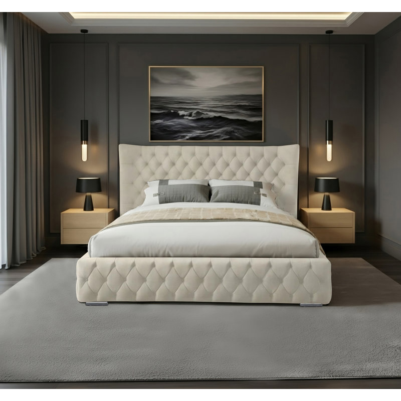 Achilleas Upholstered Bed, Super King (6'), Cream
