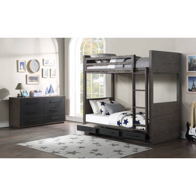 Oasman Kids Twin Over Twin Bunk Bed with Drawers