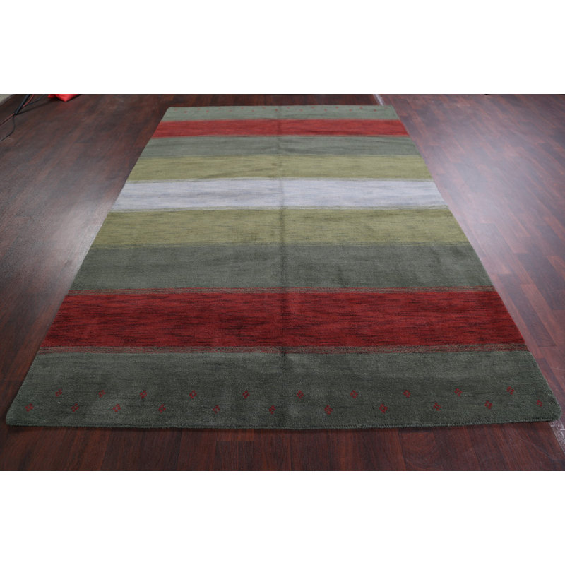 Tapis oriental vert en laine noué à la main Lavdmir