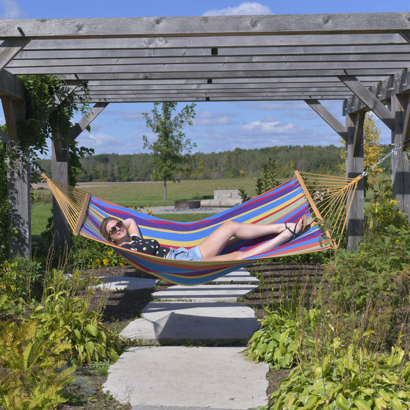 Vivere Double Cotton Spreader Bar Hammock, Purple