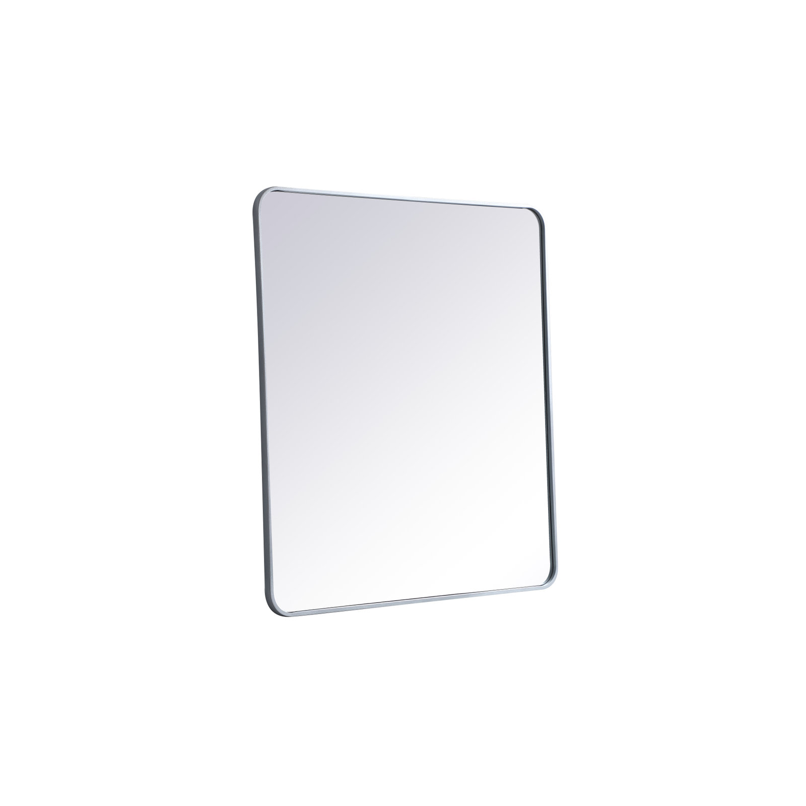 Sabine Metal Rounded Rectangle Wall Mirror, 40" x 36", Silver