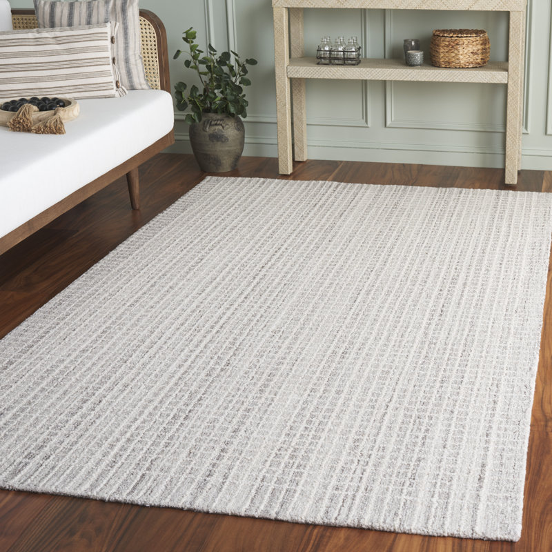 Abstract Hand Tufted Wool, Cotton Geometric Indoor Rug, Rectangle 5' x 8'