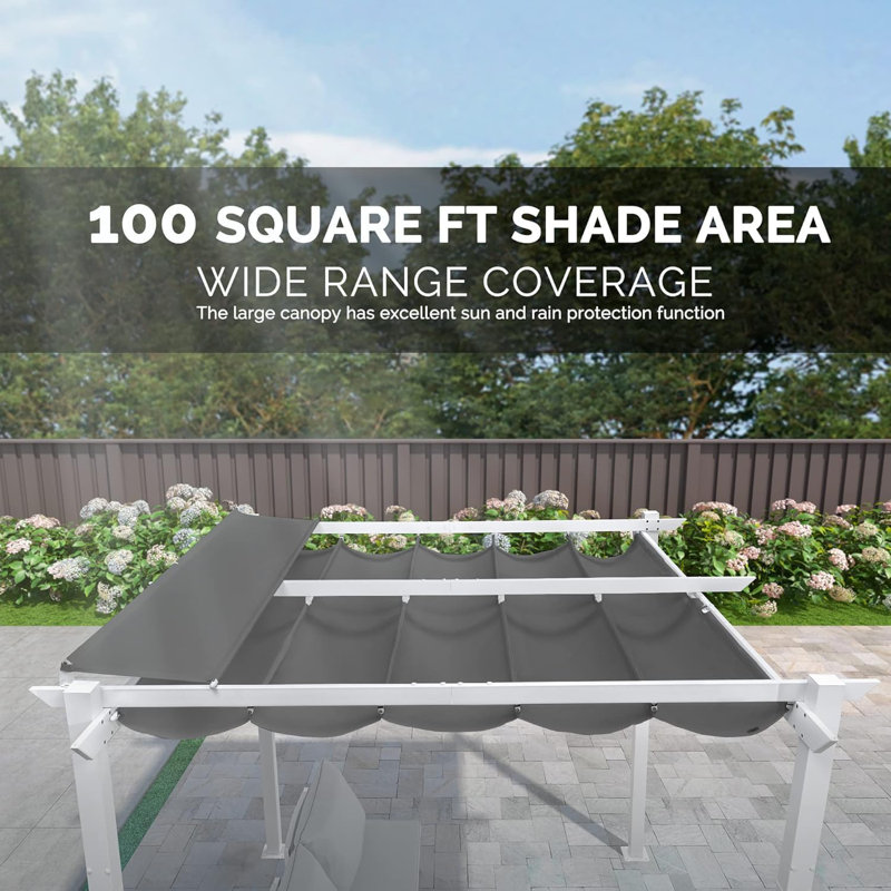 10 Ft. W x 10 Ft. D Aluminum Pergola, Gray