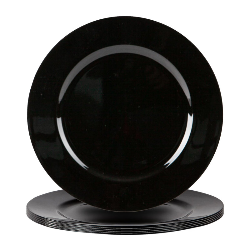 Argon Tableware - Melamine Charger Plates - 12 Piece Set - Metallic Finish, Black
