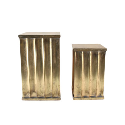 Set of 2 Assorted Dark Gold Metal Decorative Pedestal Pillars